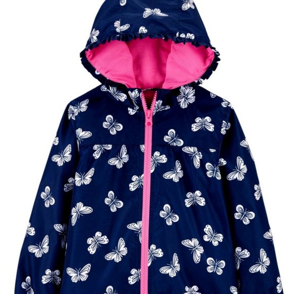 NWT 4t 4 or 3t 3 butterfly rain coat jacket slicker carters summer spring hood